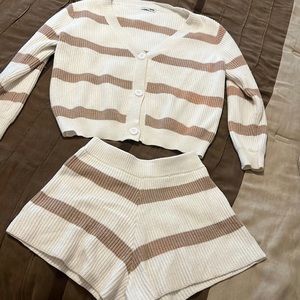 Sweater and shorts set size m brown and cream